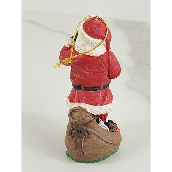 Santa Clause Gift Bag Ornament Figurine 3 1/4" Christmas 80's Holiday Vinatge - Picture 6 of 12